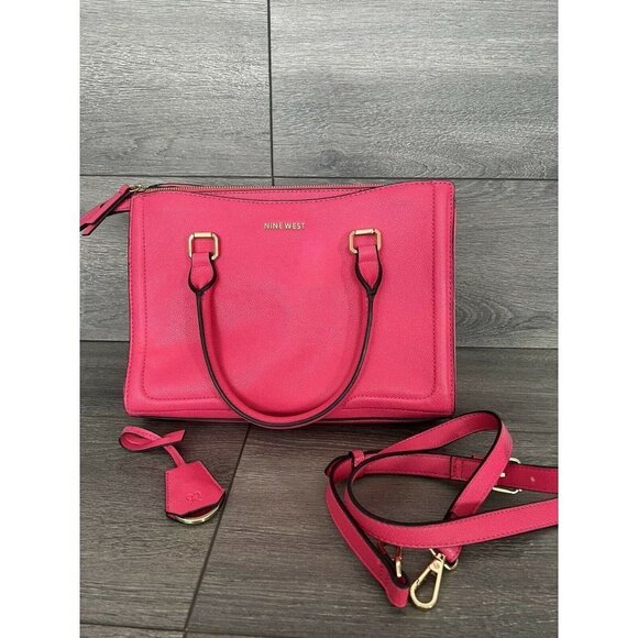 Nine West hot pink satchel shoulder bag medium size gold hardware - Picture 1 of 7